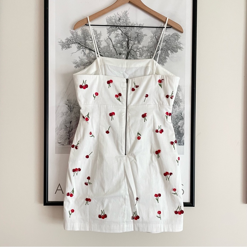 Anthropologie Maeve The Brynne 3D Cherry Mini Dress White Size 8 - Picture 8 of 16